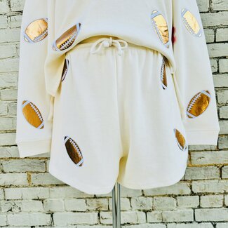 Paper Flower Gold Foil Football Waffle Shorts (YL)