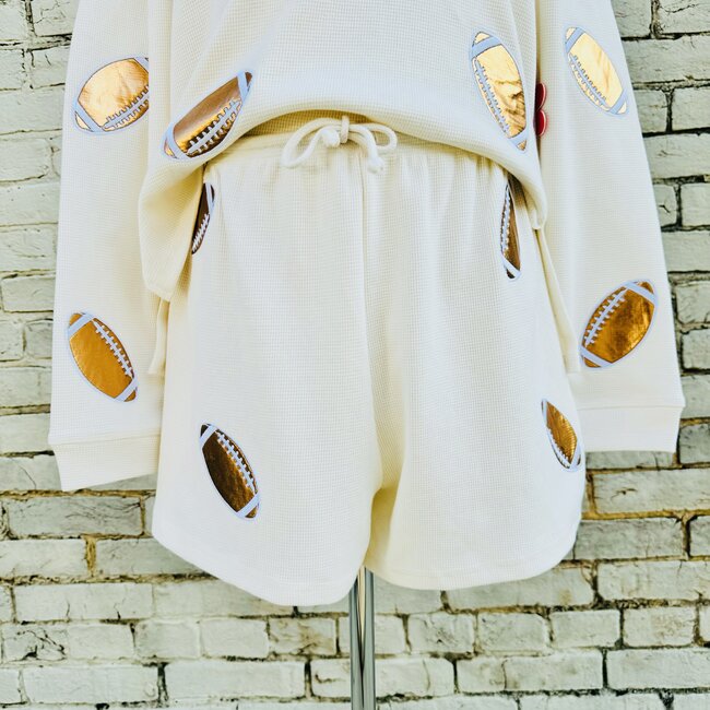 Paper Flower Gold Foil Football Waffle Shorts
