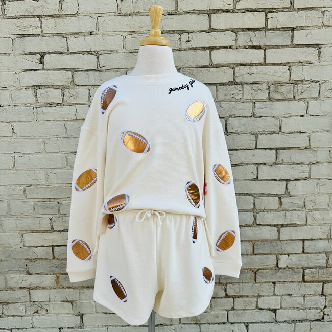 Paper Flower Gold Foil Football Waffle Shorts