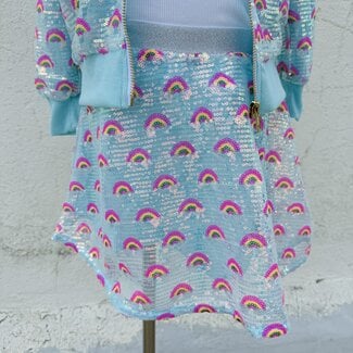 Mila & Rose Mint Rainbow Sequin Twirl Skirt