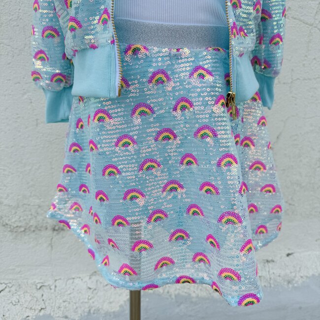 Mila & Rose Mint Rainbow Sequin Twirl Skirt