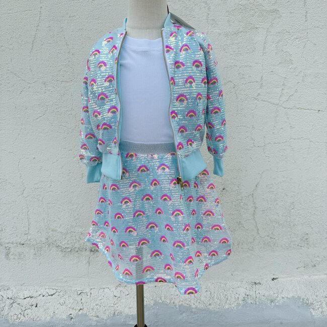 Mila & Rose Mint Rainbow Sequin Twirl Skirt