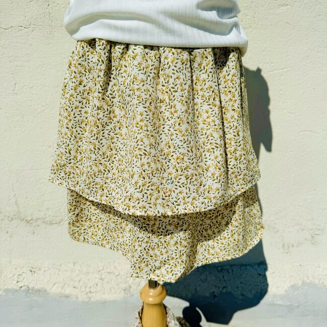 Hayden Girls Elastic Waist Tiered Floral Skirt - Yellow