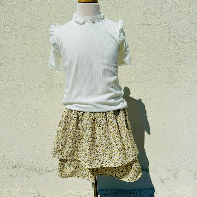 Hayden Girls Elastic Waist Tiered Floral Skirt - Yellow