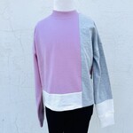 Paper Flower Patchwork Crop Mock Neck Sweatshirt