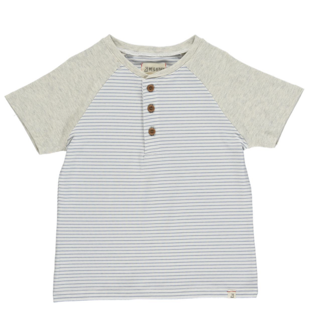 Me and Henry Beacon Raglan Tee in Light Blue Stripe