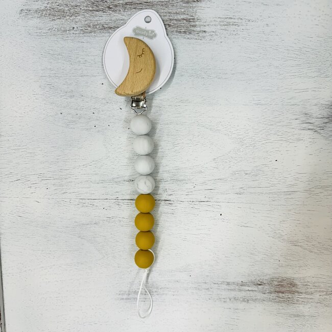 Mud Pie Yellow Moon Silicone Paci Clip