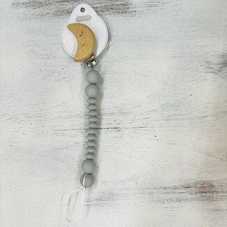 Mud Pie Gray Moon Silicone Paci Clip Mud Pie Gray Moon Silicone Paci Clip