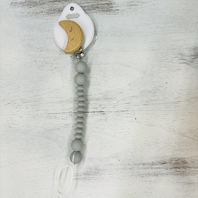 Mud Pie Gray Moon Silicone Paci Clip