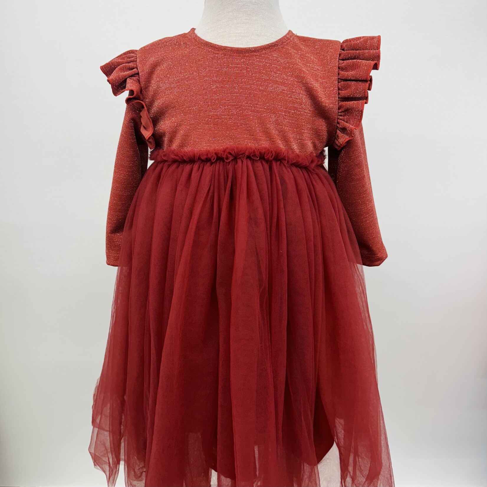 Mila & Rose Pumpkin Spice Shimmer 3/4 Sleeve Tutu Dress