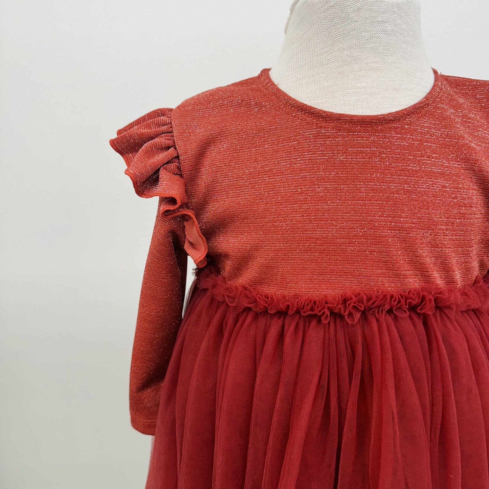Mila & Rose Pumpkin Spice Shimmer 3/4 Sleeve Tutu Dress