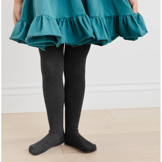 Little Stocking Co. Black Cable Knit Tights