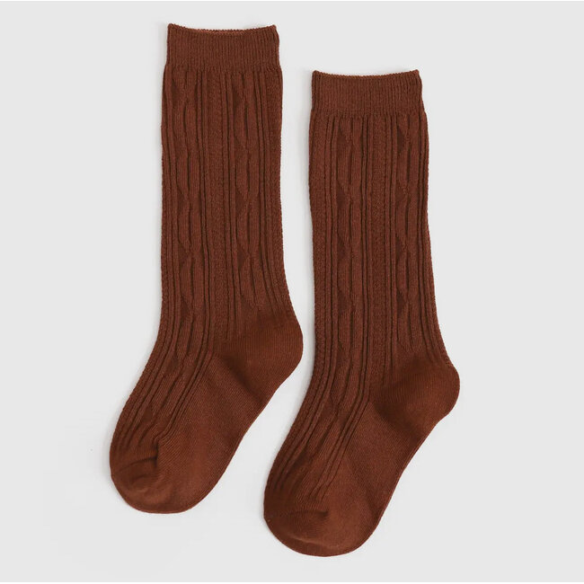 Little Stocking Co. Brownie Cable Knit Knee High Socks