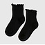Little Stocking Co. Ribbed Lettuce Trim Midi Socks - Black