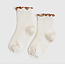 Little Stocking Co. Ribbed Lettuce Trim Midi Socks - Ivory/Sugar Almond