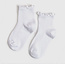 Little Stocking Co. Ribbed Lettuce Trim Midi Socks - White