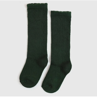 Little Stocking Co. Scalloped Fancy Knee High Socks- Forest