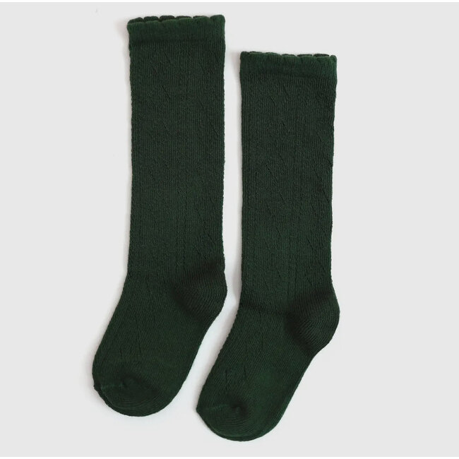 Little Stocking Co. Scalloped Fancy Knee High Socks- Forest