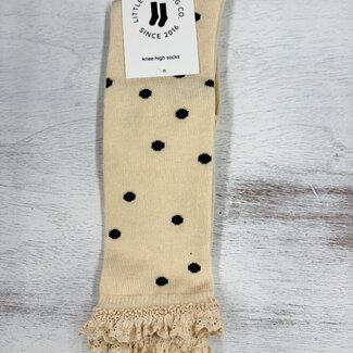 Little Stocking Co. Vanilla Dot Lace Top Knee High Socks