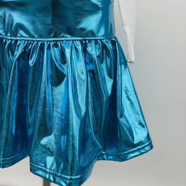 Azarhia Slick Metallic Gathered Skort in Turquoise