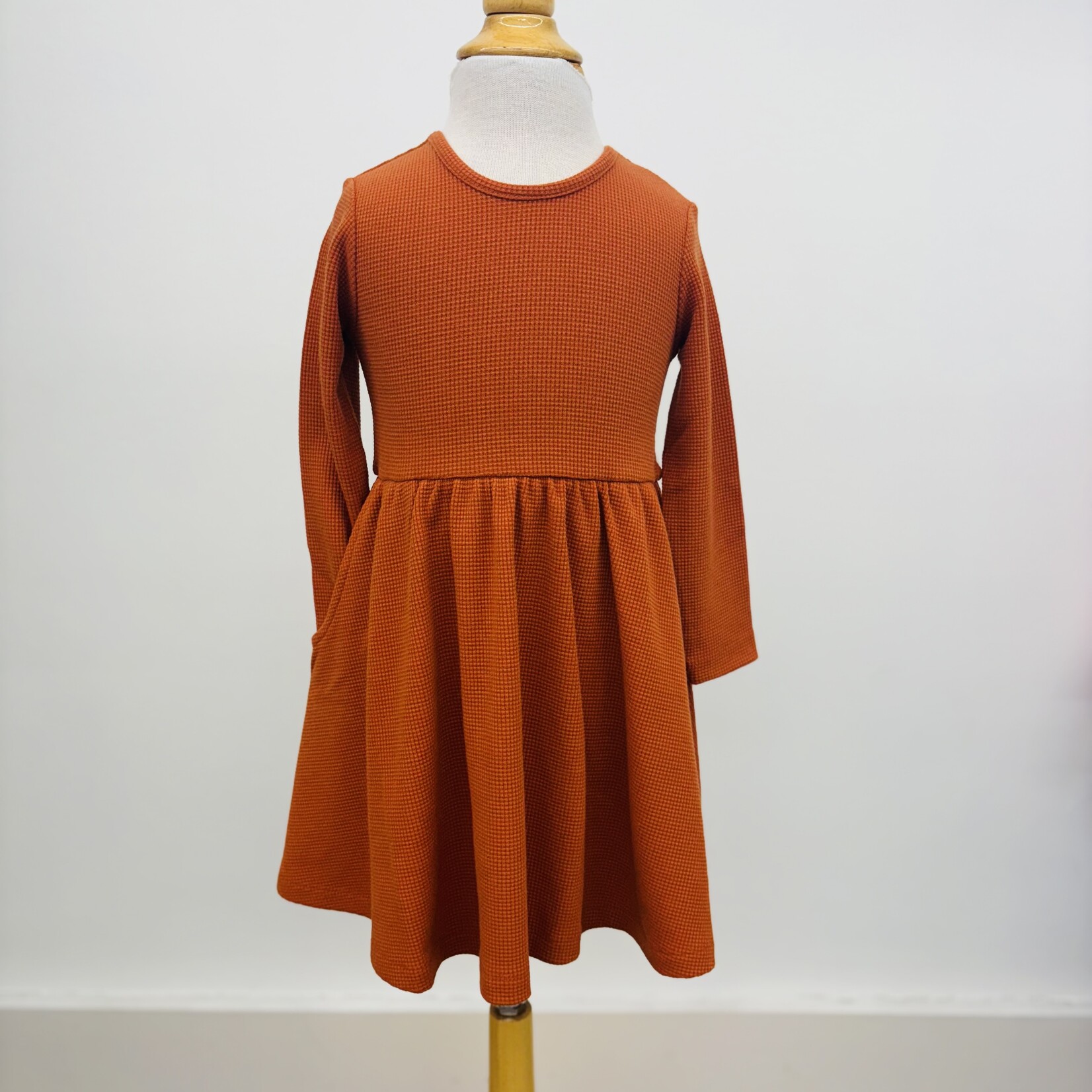 Ruffle Butts Rust Waffle Knit LS Twirl Dress