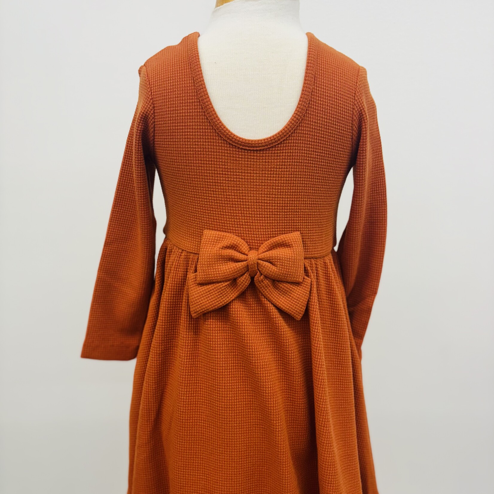 Ruffle Butts Rust Waffle Knit LS Twirl Dress