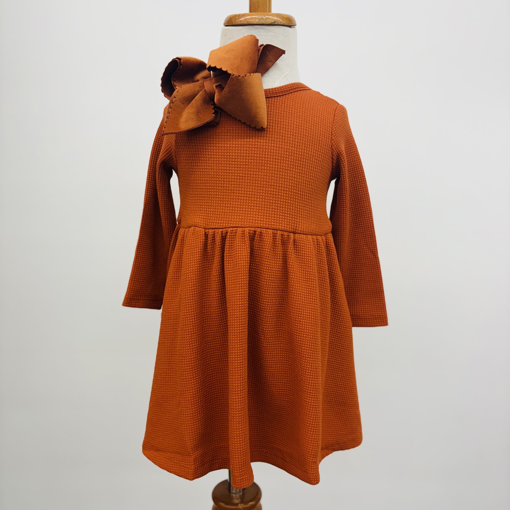 Ruffle Butts Rust Waffle Knit LS Twirl Dress