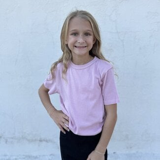 Paper Flower Seamed Relaxed Fit Washed Tee -Bleached Mauve