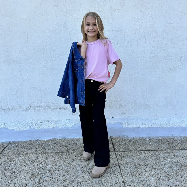 Paper Flower Seamed Relaxed Fit Washed Tee -Bleached Mauve