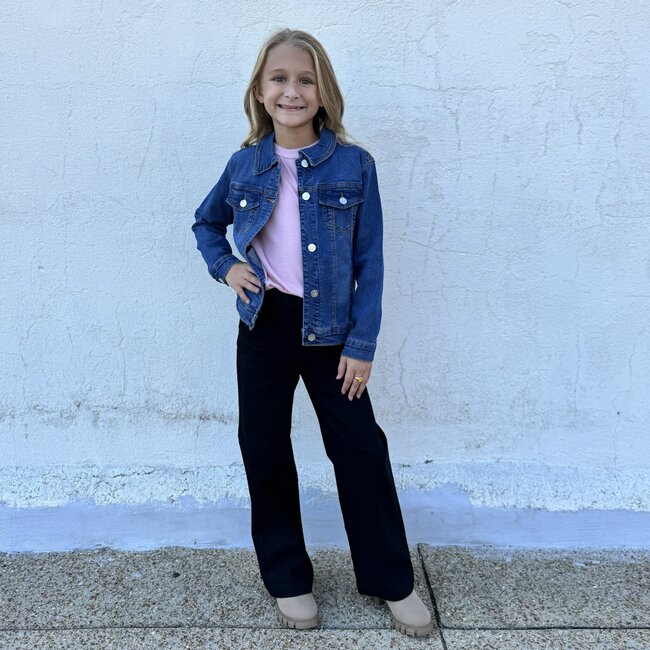 Wide Leg Denim Jeans in Black