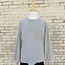 Hayden Girls Stripe Blocked Puff Sleeve Knit Top - Grey
