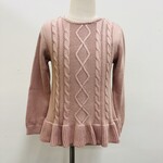 Ruffle Butts Pale Mauve Ruffle Hem Cable Knit Sweater