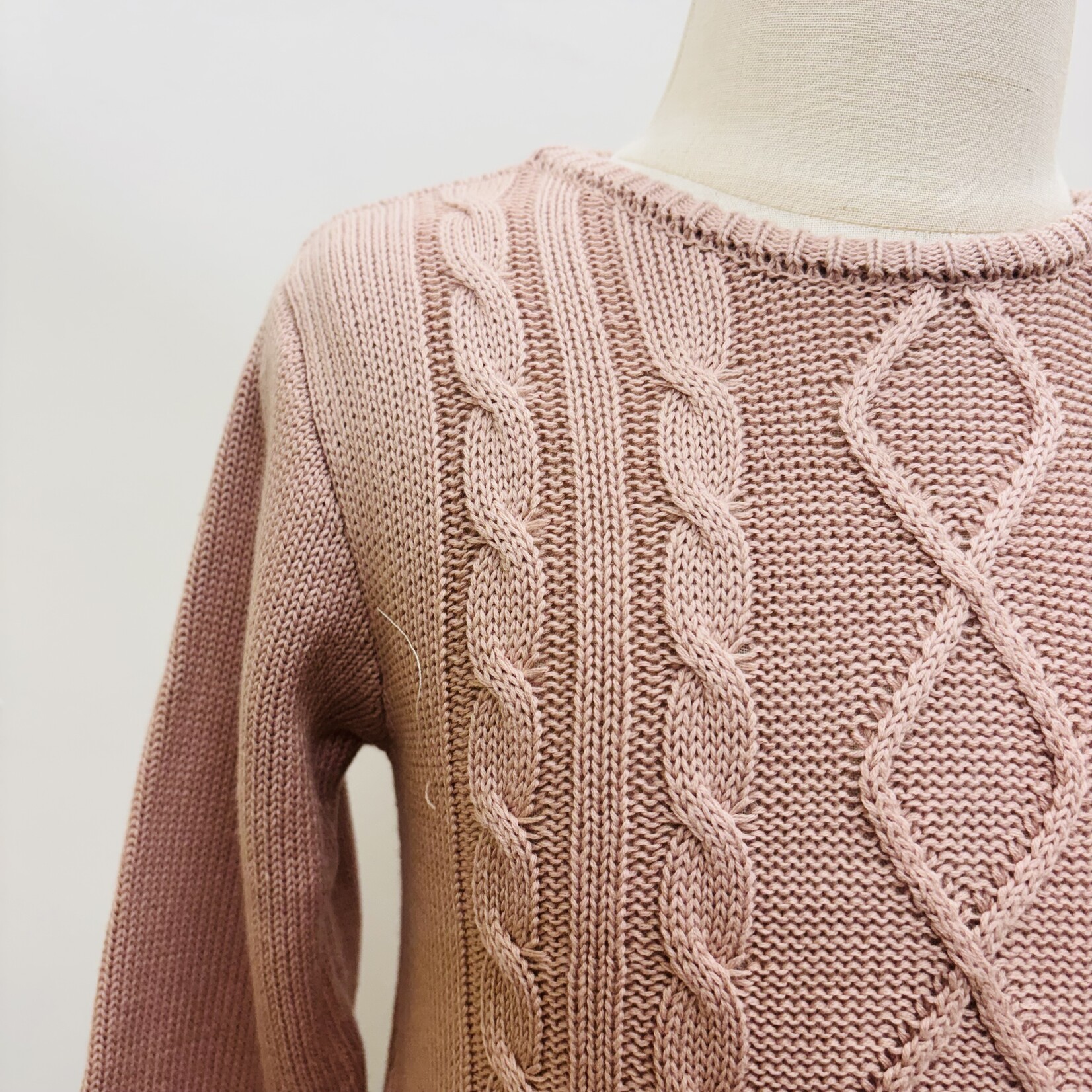 Ruffle Butts Pale Mauve Ruffle Hem Cable Knit Sweater