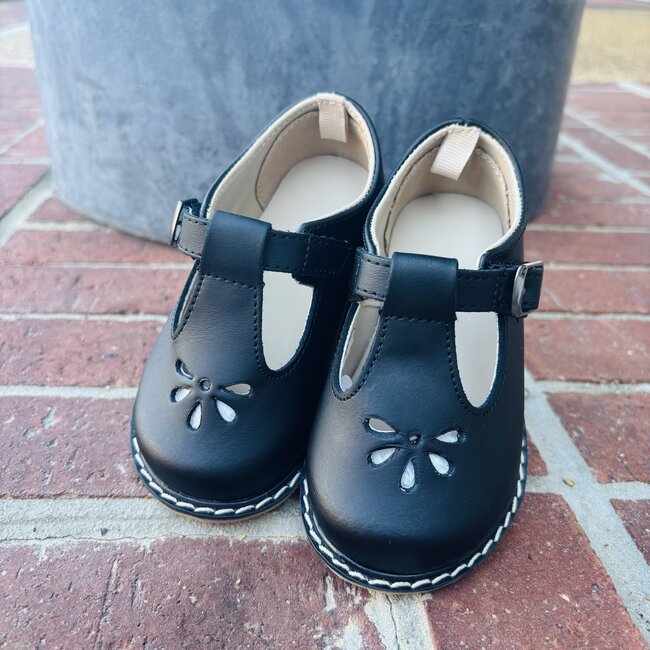 Baby Deer Kay Toddler Black Leather T-Strap Shoes