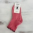 Little Stocking Co. Ribbed Lettuce Trim Midi Socks - Pink/Burgundy