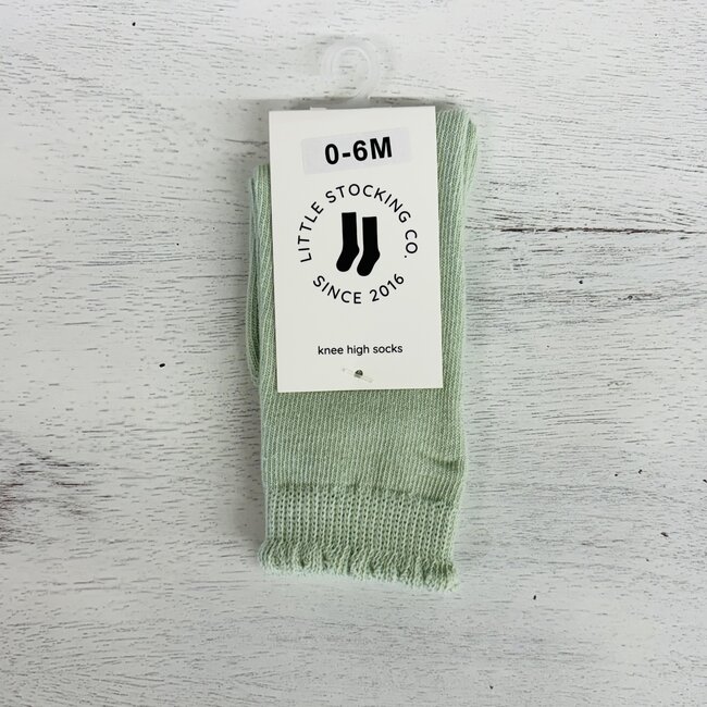Little Stocking Co. Mint Scalloped Knee High Socks