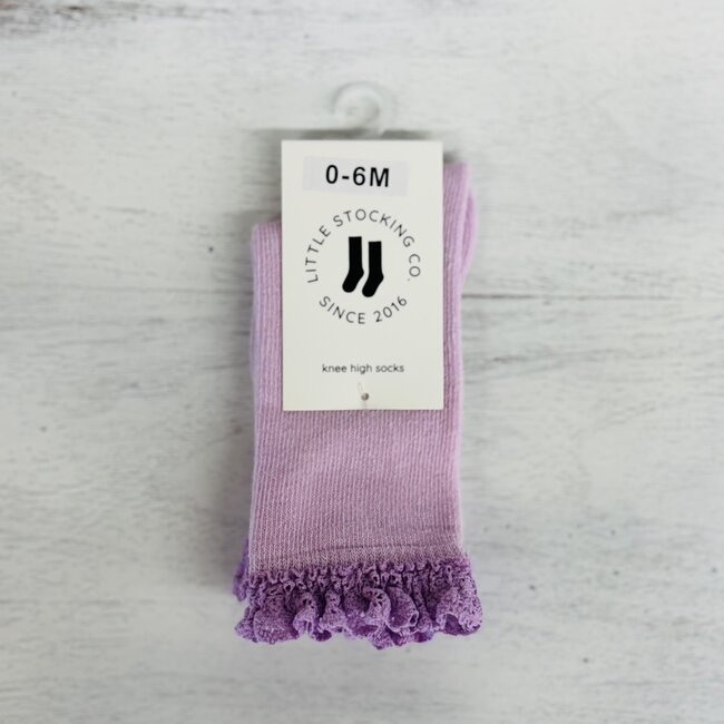 Little Stocking Co. Lilac Lace Top Knee High Socks