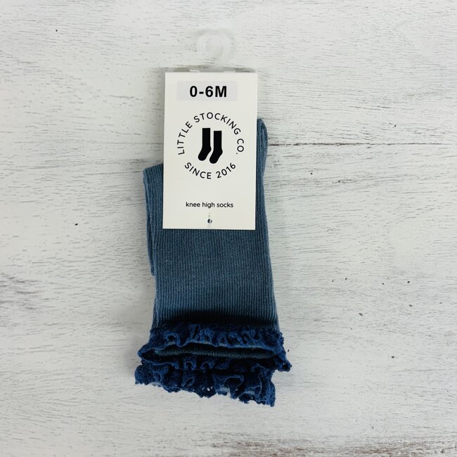 Little Stocking Co. Denim Lace Top Knee High Socks
