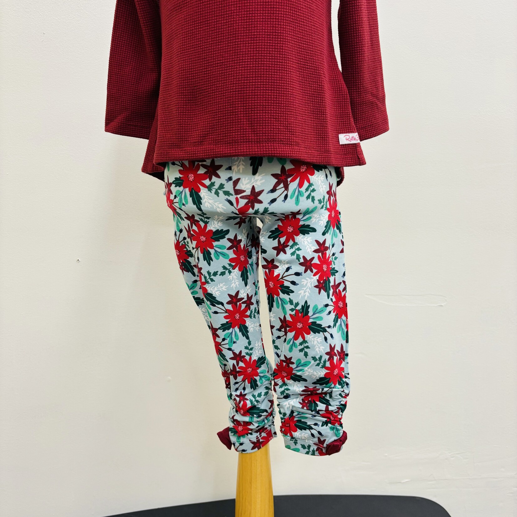 Ruffle Butts Ruched Bow Leggings Season's Greetings