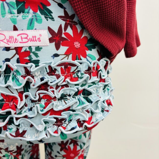 Ruffle Butts Ruched Bow Leggings Season's Greetings