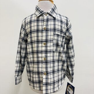Emma Jean Flannel Shirt - Cream & Blue