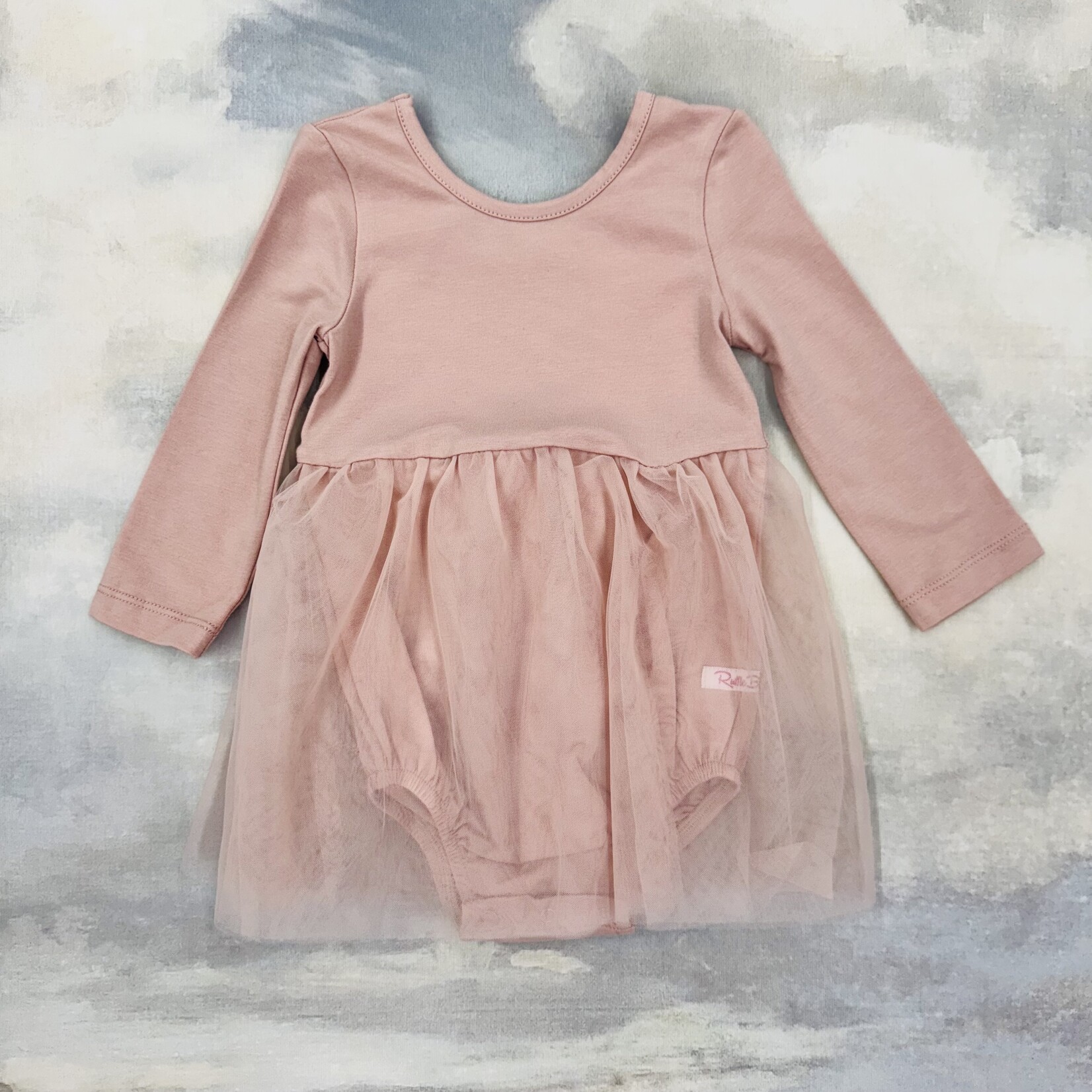 Ruffle Butts Soft Mauve L/S Tulle Skirted Romper