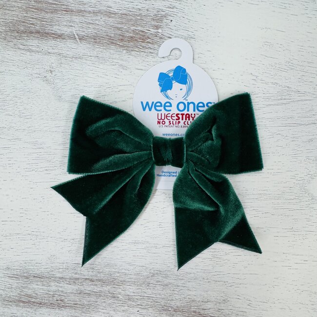 Wee Ones Small King Velvet Bowtie Fancy Tails Forest Green
