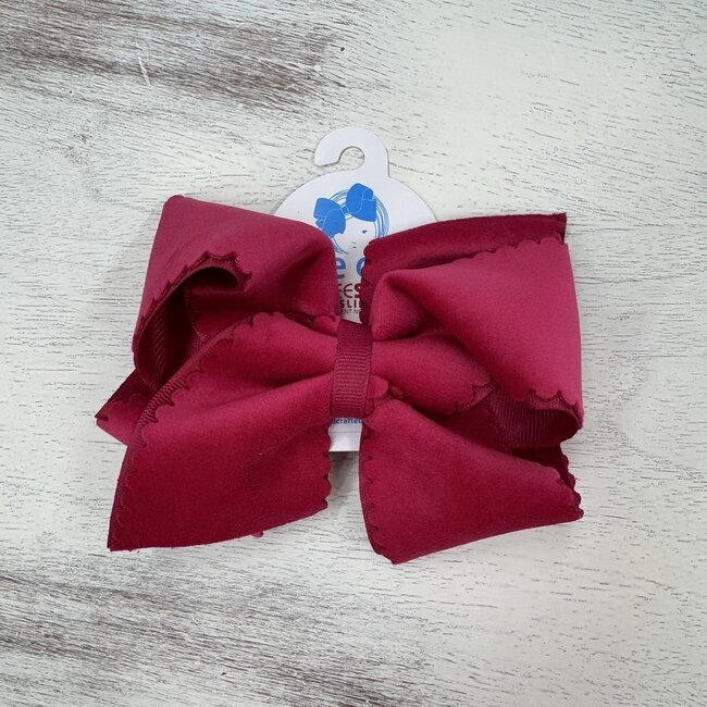 Wee Ones Small King Scalloped Edge Faux Velvet Overlay Bow - New Azelea