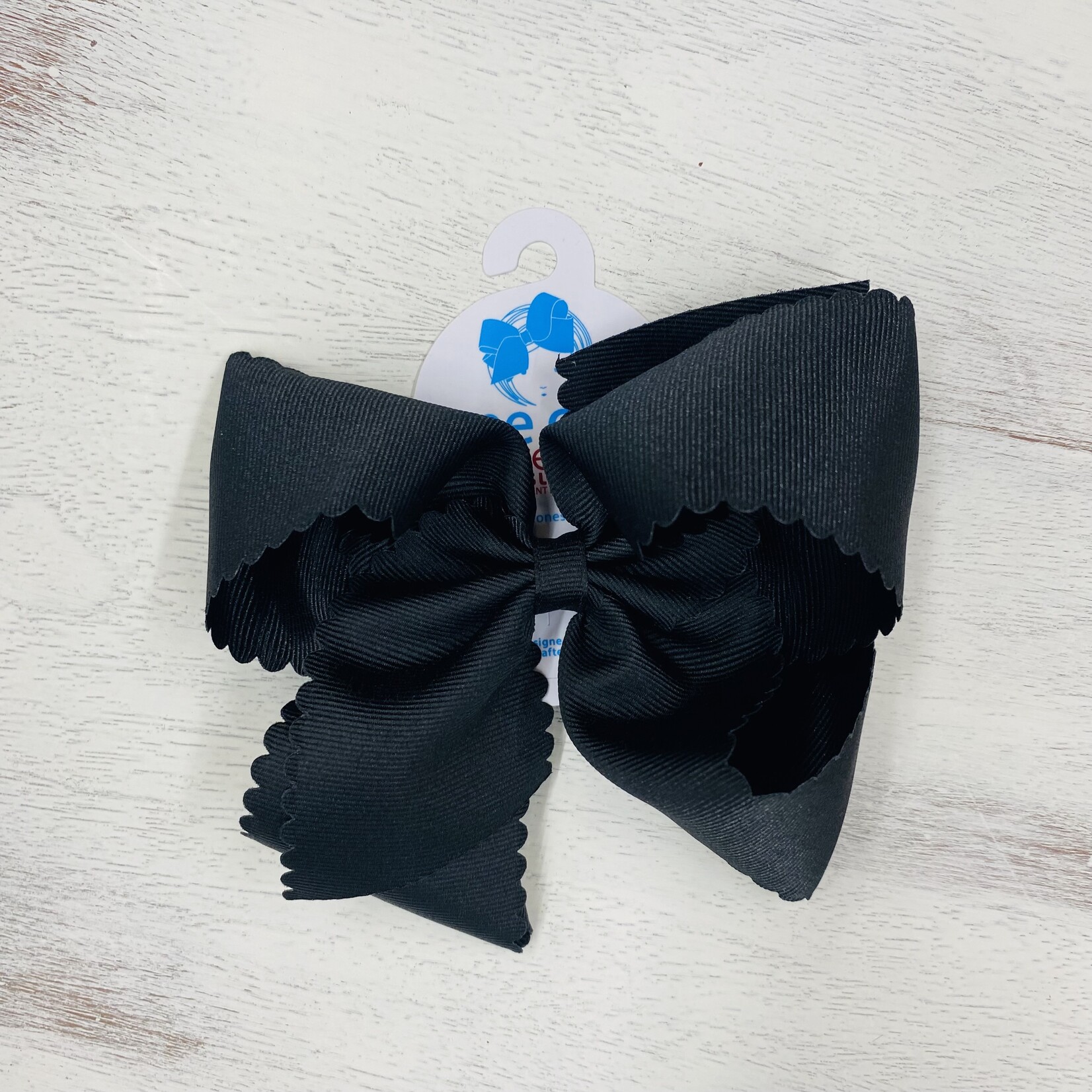 Wee Ones King Grosgrain Scalloped Edge Bow - Black