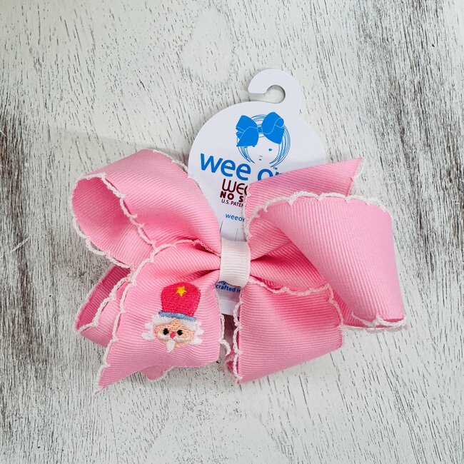 Wee Ones Medium Bow Moonstitch Edge Pink Nutcracker