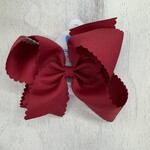 Wee Ones King Grosgrain Scalloped Edge Bow - Cranberry