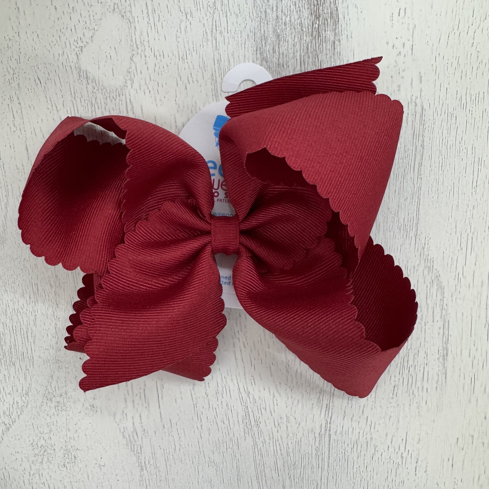 Wee Ones King Grosgrain Scalloped Edge Bow - Cranberry