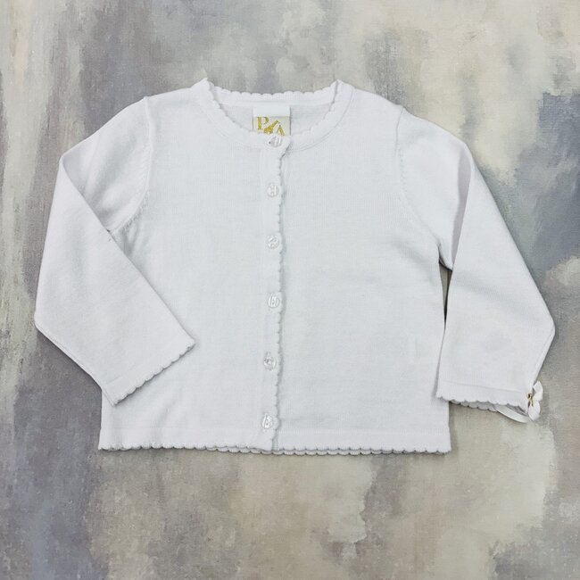 Petit Ami Scalloped Edge Cardigan Sweater - White