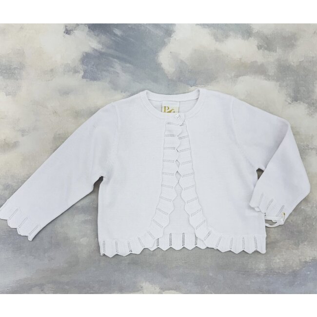 Petit Ami Pointelle Edge Borlero Sweater - White